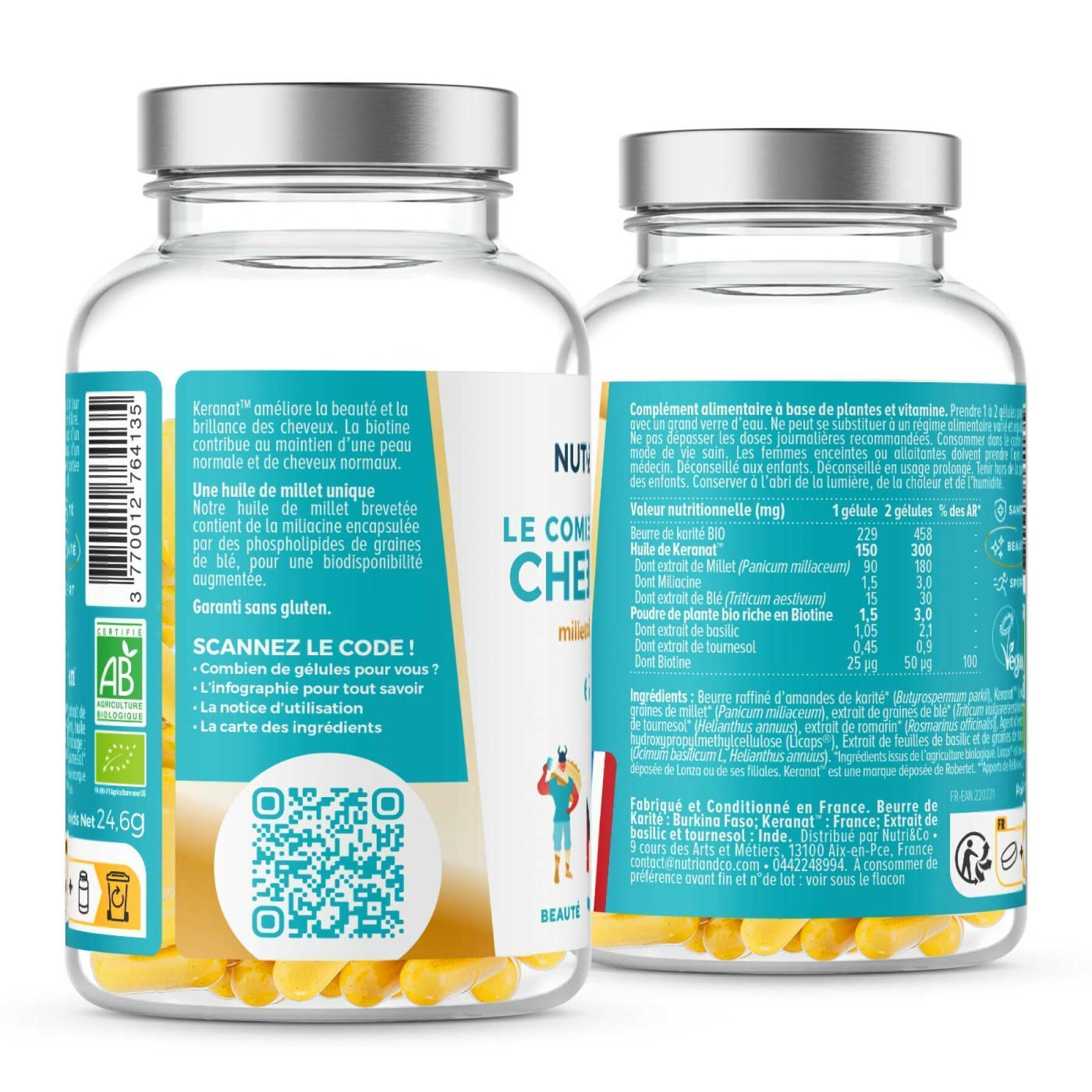 60 capsule di biotina vegetale e olio di miglio biologico Nutri&Co