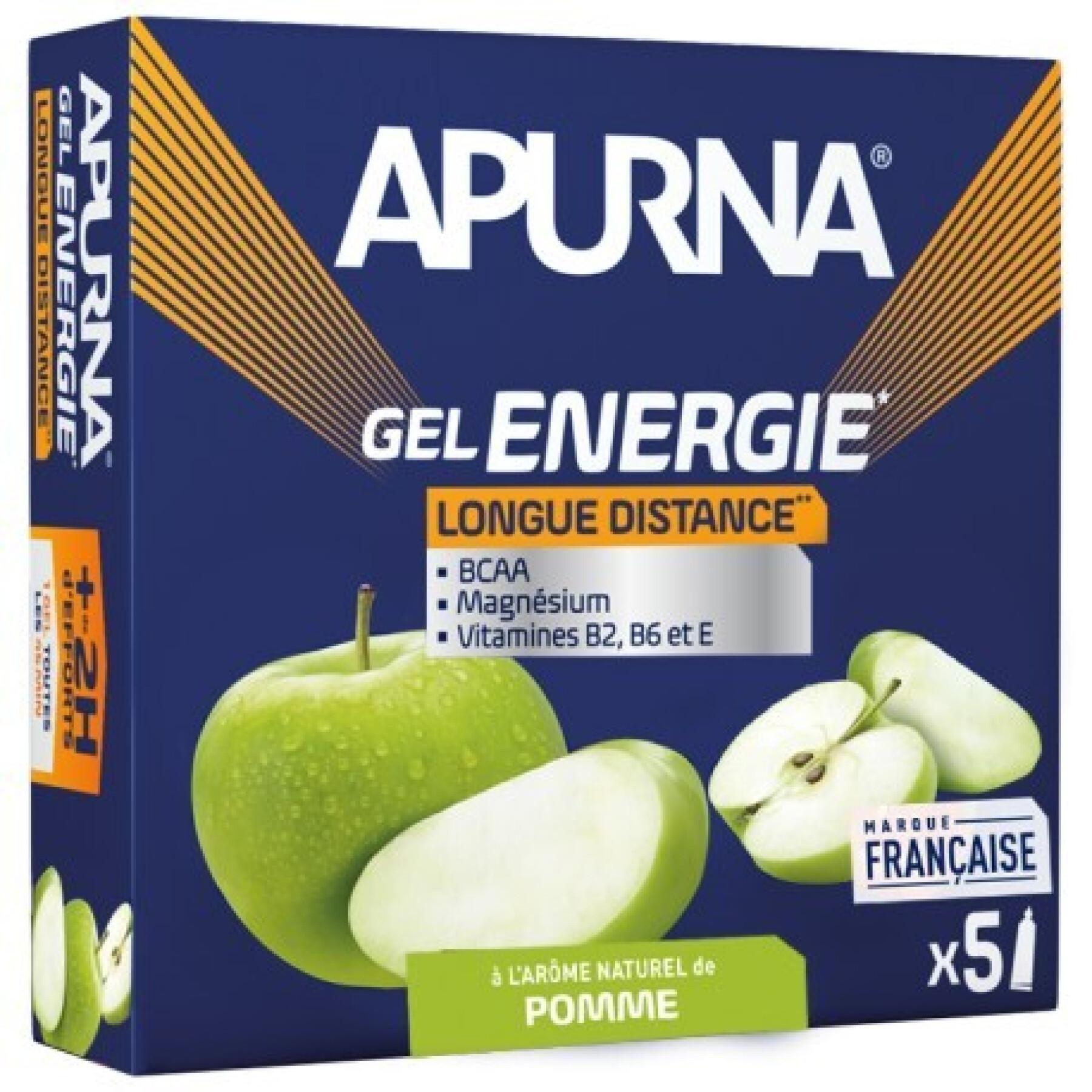 Set di 5 gel energetici per le lunghe distanze mela verde +2h di sforzo Apurna