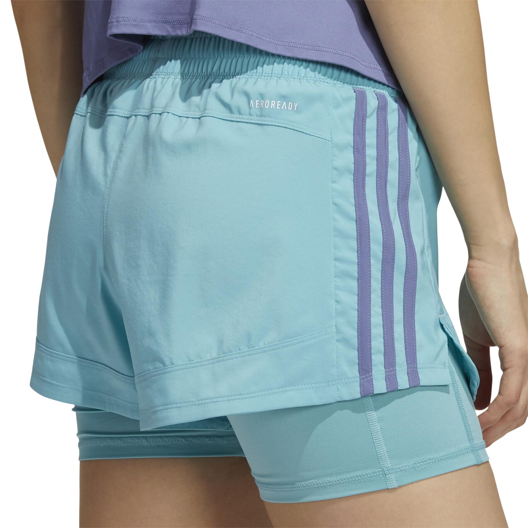 Pantaloncini da donna adidas Pacer Woven Two-In-One