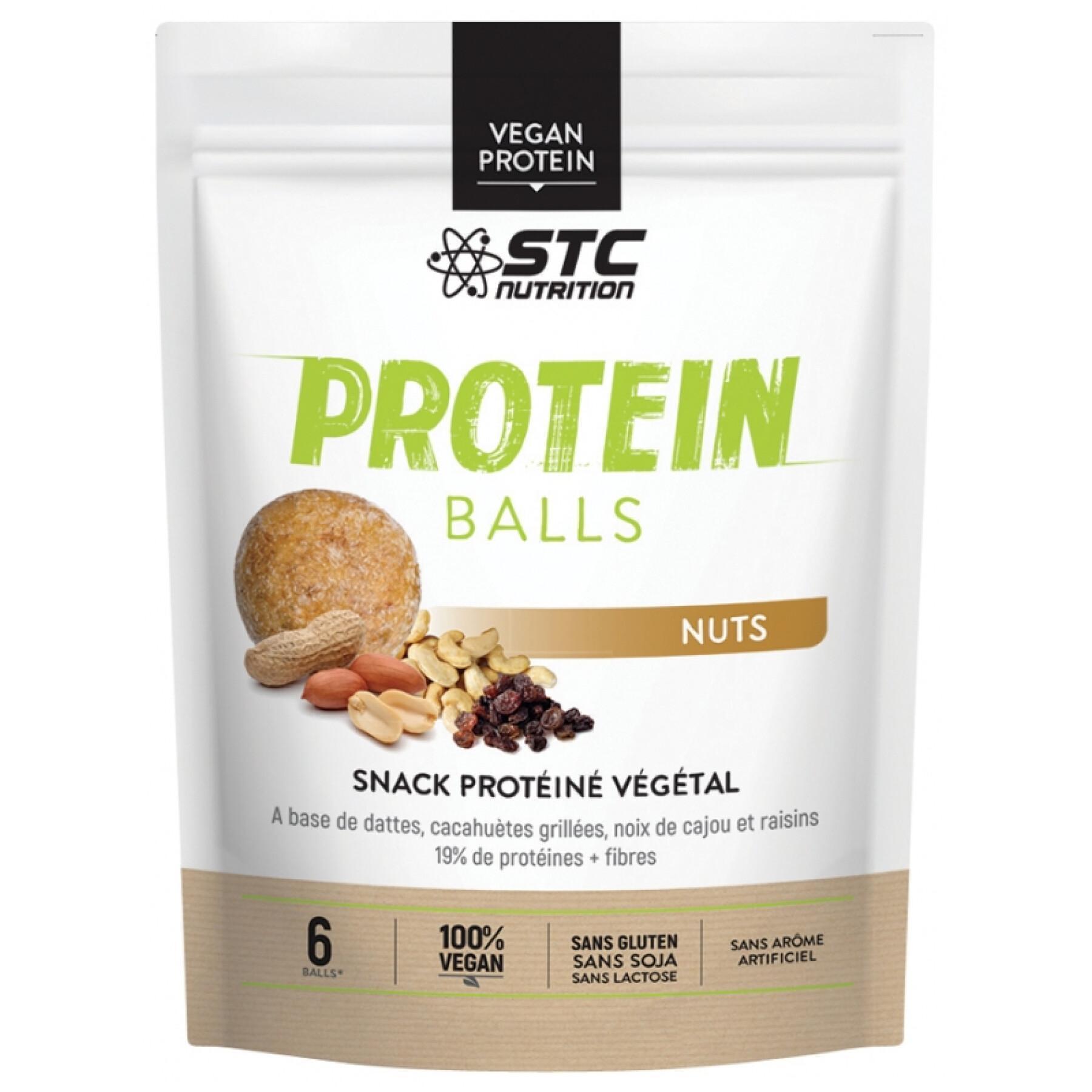 esposizione di 8 sacchetti da 6 palline proteiche STC Nutrition nuts